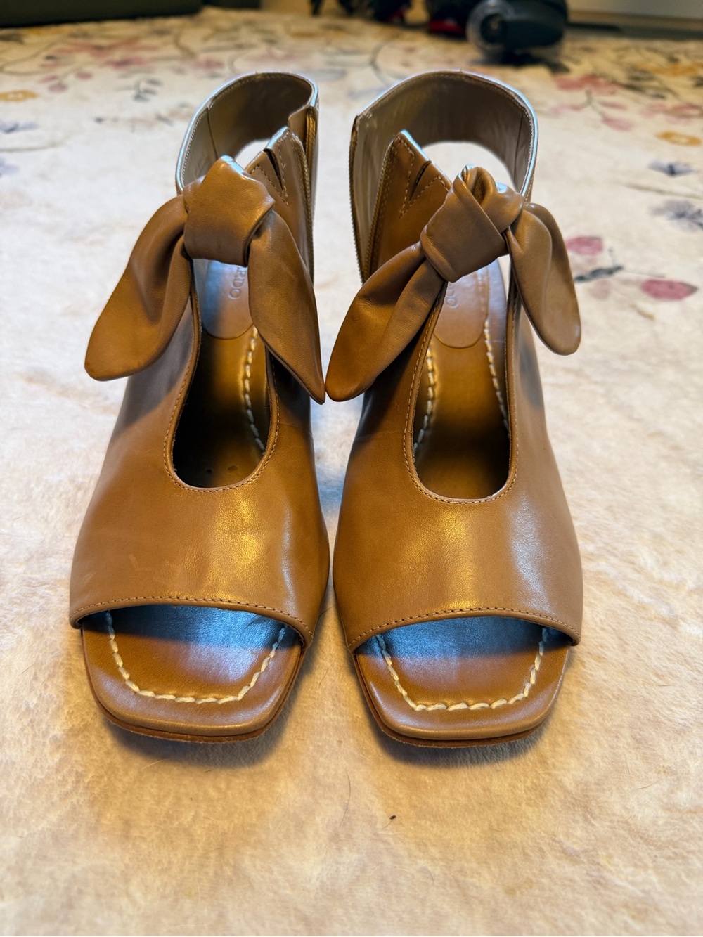 Bernardo Brown Knot Front Open-Toe Heels